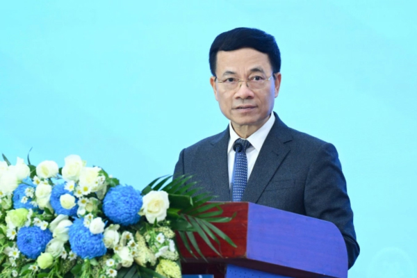 Ông Nguyễn Mạnh Hùng - Bộ trưởng Bộ khoa học và công nghệ phát biểu